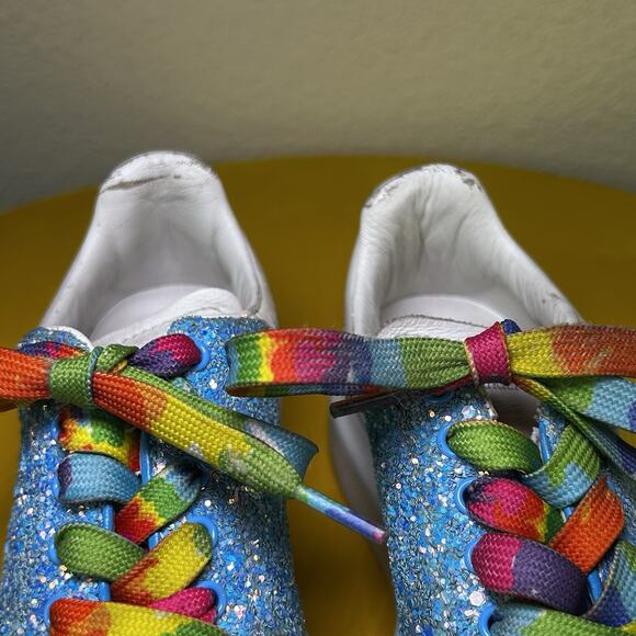 Alexander McQueen Kids Sneaker Blue Glitter Shoe 27 D - Picture 7 of 16